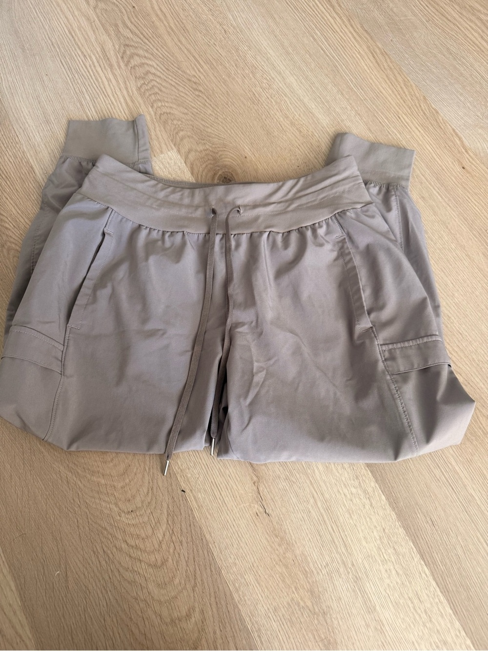 Women's Taupe Drawstring Jogger Shorts